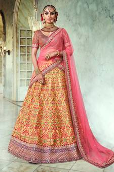 Yellow Rivaaz Embroidery Designer Wedding Lehenga