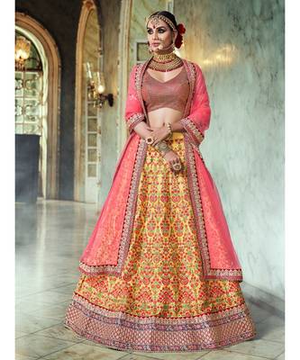 Yellow Rivaaz Embroidery Designer Wedding Lehenga 2