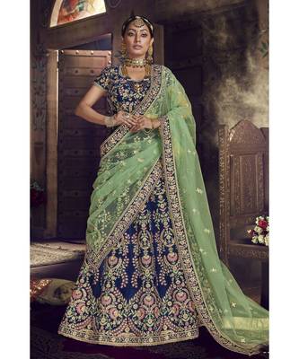 Blue Virasat Wedding Designer Lehenga 1