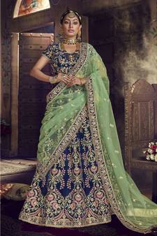 Blue Virasat Wedding Designer Lehenga