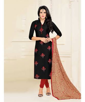Black printed cotton semi_stitched salwar with dupatta 1