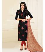 Black printed cotton semi_stitched salwar with dupatta