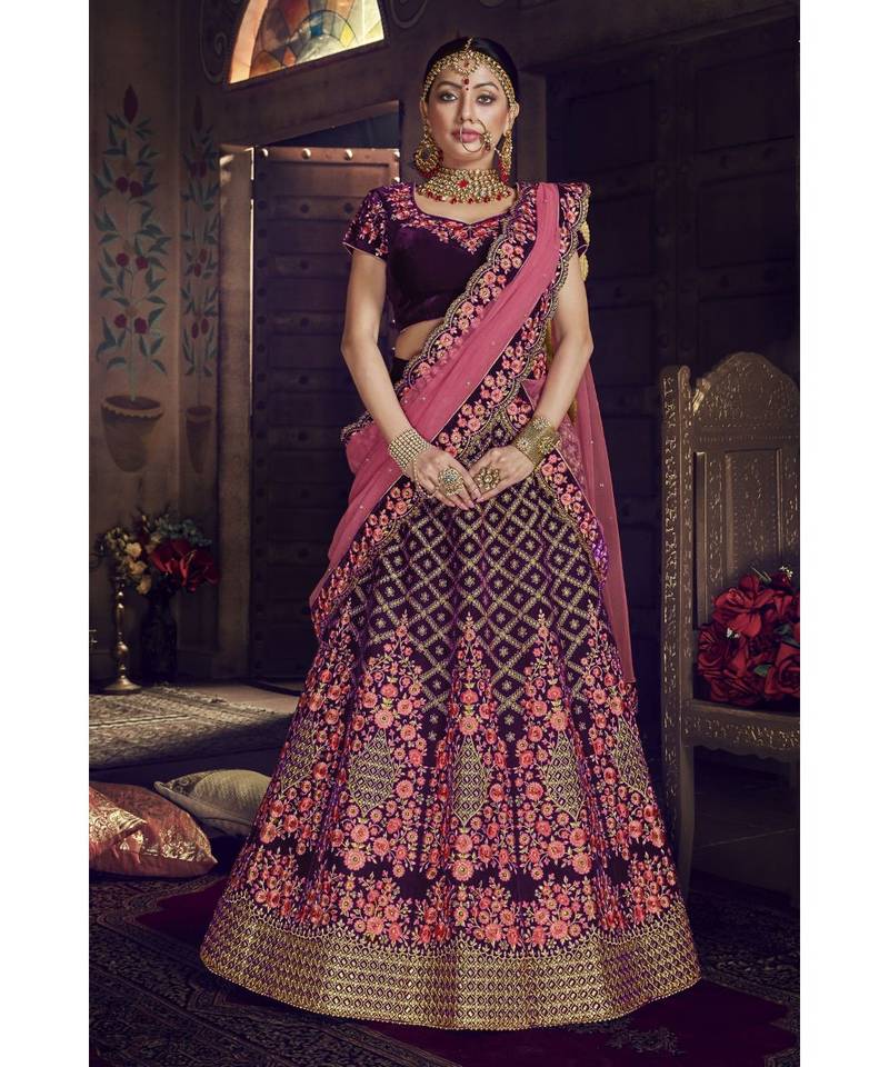 Purple Virasat Wedding Designer Lehenga