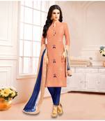 Peach printed Art Silk semi_stitched salwar with dupatta