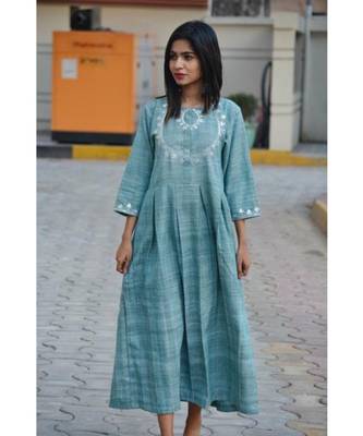 Turquoise Maxi Kurta in Traditional Gotta Patti 1