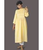 Yellow Front Tassele Khadi Cotton Kurta