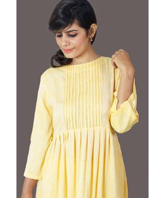 Yellow Front Tassele Khadi Cotton Kurta 2
