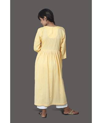 Yellow Front Tassele Khadi Cotton Kurta 3