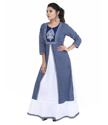 Blue printed cotton ethnic kurtis 3