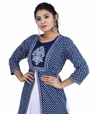 Blue printed cotton ethnic kurtis 4