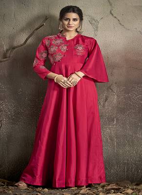 Pink Embroidered Taffeta Salwar 2