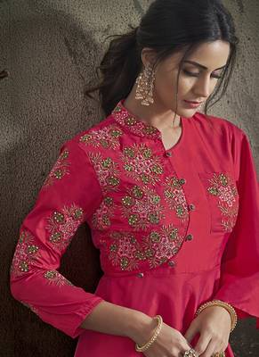 Pink Embroidered Taffeta Salwar 3