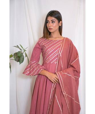 pink embroidered cotton stitched kurta sets 5