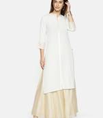 Span Women White Yoke Design Straight Kurta