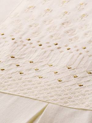 Women Off-White Woven Design A-Line Kurta 4