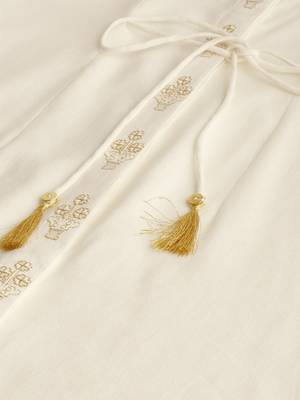 Women Cream-Coloured Solid A-Line Kurta 4
