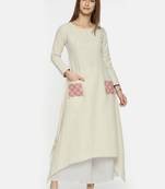 Women Off-White Solid A-Line Kurta