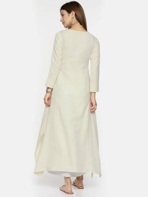 Women Off-White Solid A-Line Kurta 3