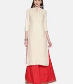 Women Off-White Printed Straight Kurta