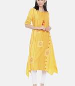 Women Yellow Printed A-Line Kurta