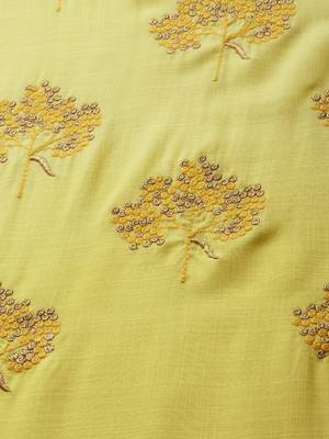 Women Yellow Embroidered A-Line Kurta 3