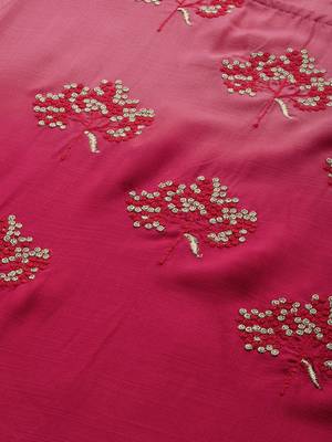 Women Peach-Coloured & Magenta Dyed A-Line Kurta 4