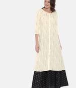 Women Off-White Printed A-Line Kurta