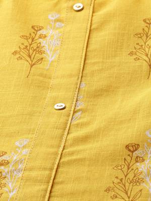 Women Mustard Printed Straight Kurta 4