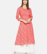 Women Peach-Coloured Printed A-Line Kurta