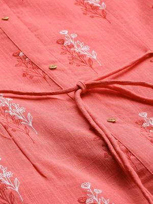 Women Peach-Coloured Printed A-Line Kurta 4