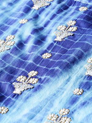 Women Blue Dyed Embroidered A-Line Kurta 4