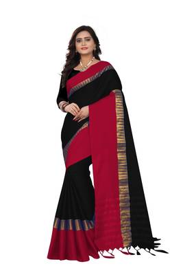 black red hand woven banarasi art silk saree with blouse 3