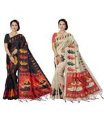multicolor printed silk blend saree with blouse
