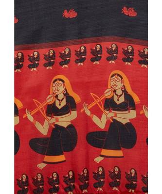 multicolor printed silk blend saree with blouse 4