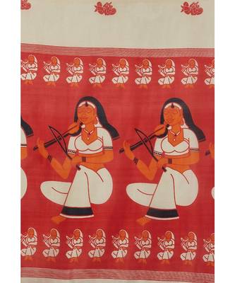 multicolor printed silk blend saree with blouse 7