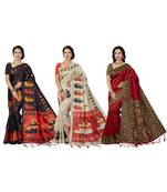 multicolor printed silk blend saree with blouse