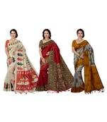 multicolor printed silk blend saree with blouse