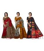 multicolor printed silk blend saree with blouse