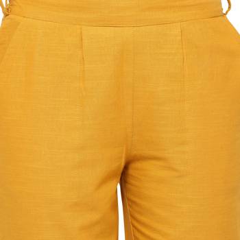 Mustard Cotton Solid Casual Wear Trouser 5