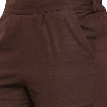 Brown Cotton Solid Casual Wear Trouser 5