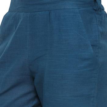 Turquoise Cotton Solid Casual Wear Trouser 5