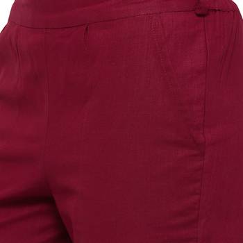 Maroon Cotton Solid Casual Wear Trouser 5
