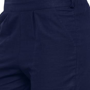 Navy Blue Cotton Solid Casual Wear Trouser 5