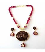 Maroon Takkar Work Semi Precious Beads Necklace