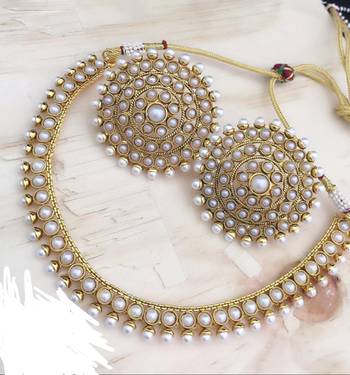 Latest Designer Pearl Necklace Big Round Tops Earrings Jewelry 1