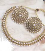 Latest Designer Pearl Necklace Big Round Tops Earrings Jewelry