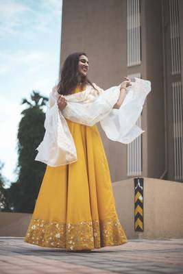 Yellow Gold Dress With Dupatta 2