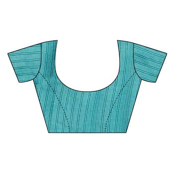 Teal printed khadi saree with blouse 5
