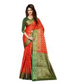 Red woven Banarasi  saree with blouse