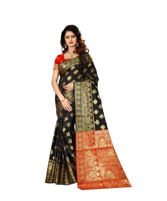 Black woven Banarasi  saree with blouse 1